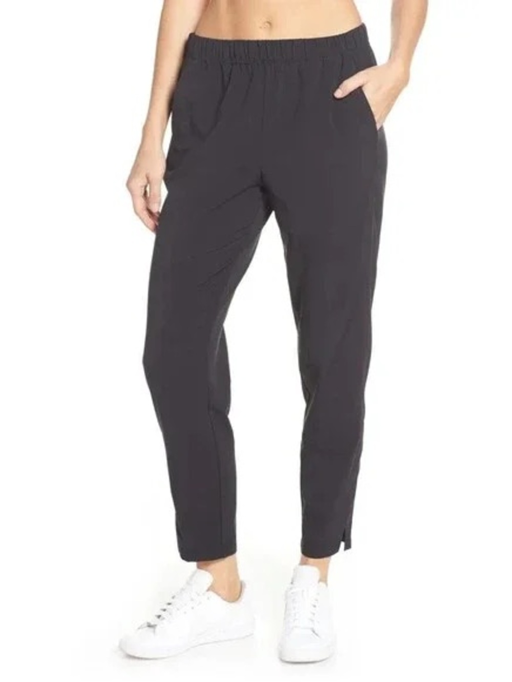 Zella Black Ribbed-Waist Active Workou Joggers